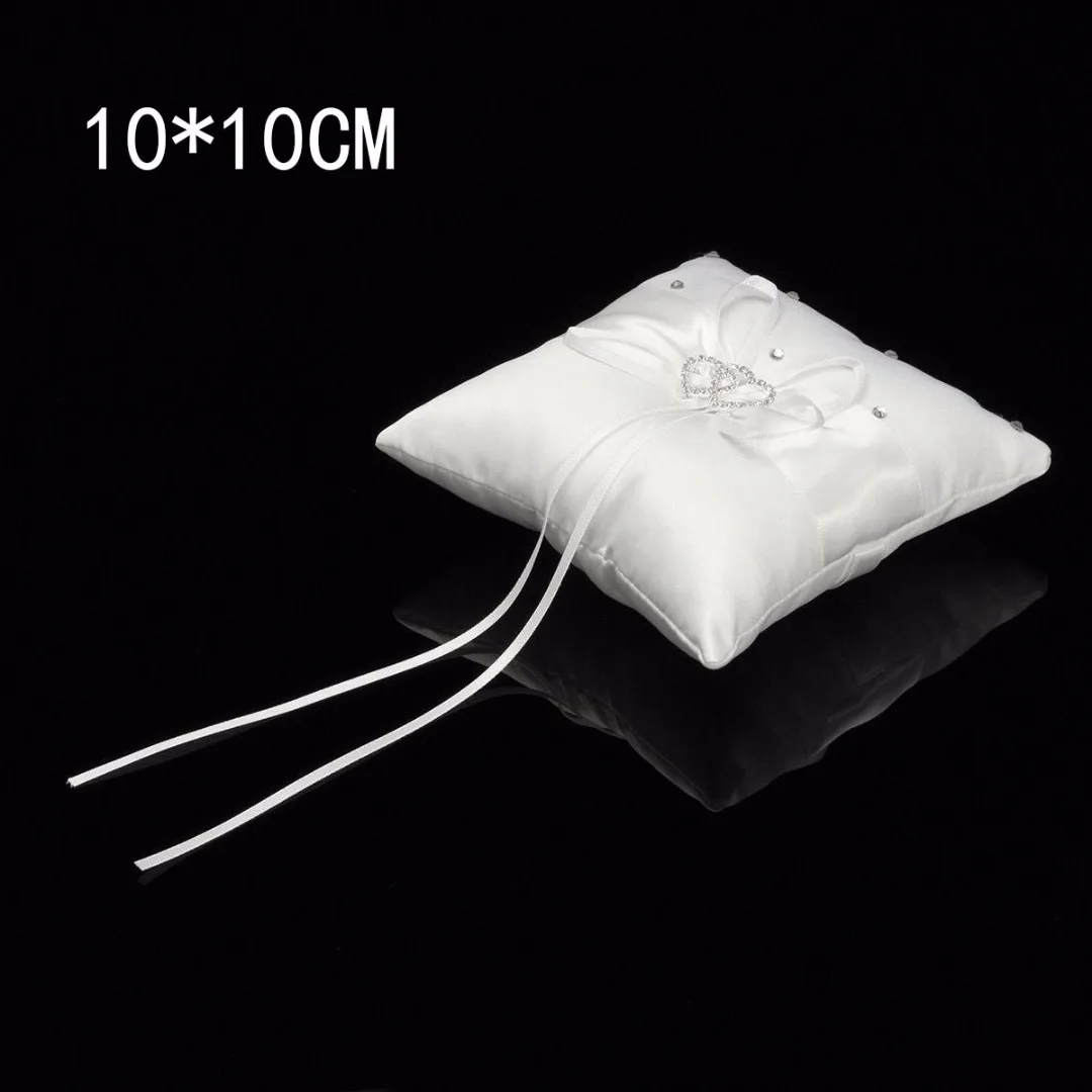 1pc 10/15/20 CM White Romantic Satin Heart Wedding Party Pocket Ring Bearer Pillow Cushion Gift