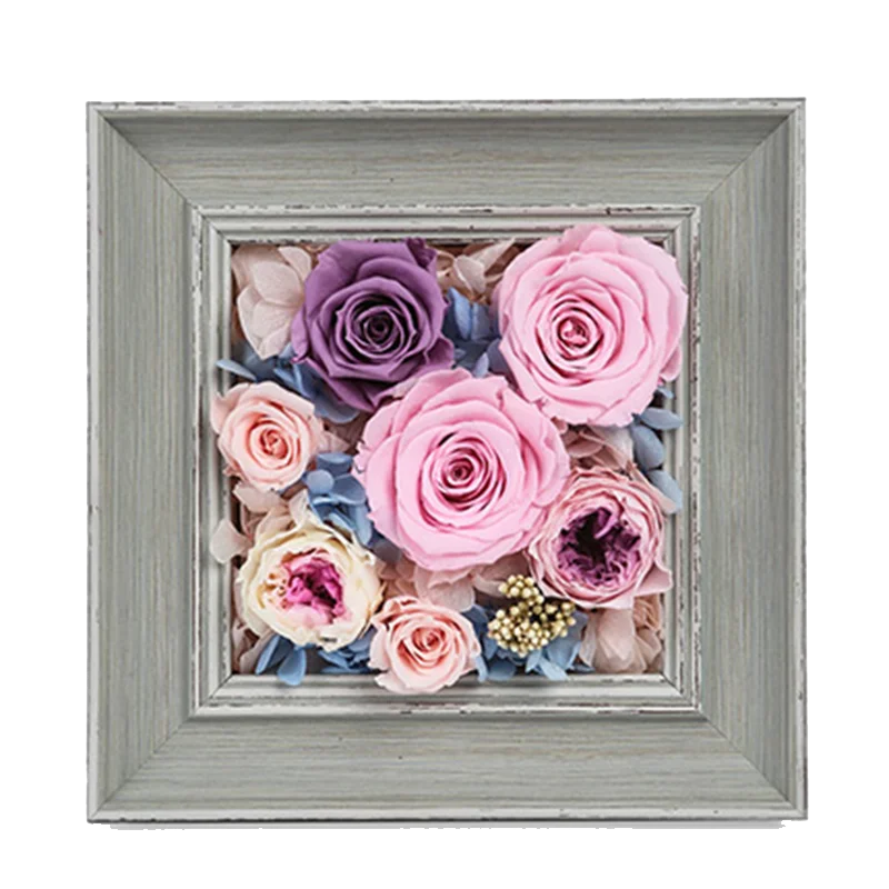 

ZOTOONE Ecuadorian Rose Everlasting Preserved flower Easter Valentine's Day Gift Home Decoration Vintage Photo Frame G