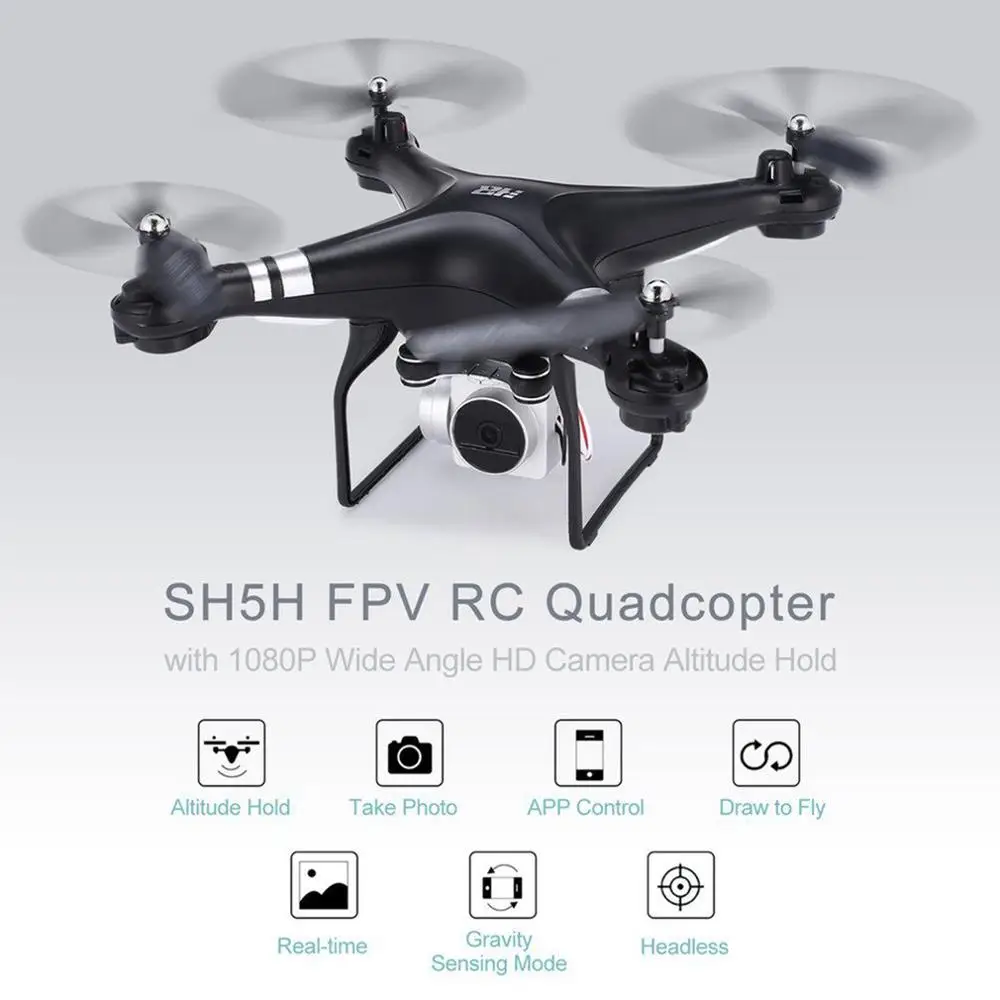 SH5H FPV Дрон с широкоугольной HD камерой 1080P/720P видео Безголовый режим Гравитация