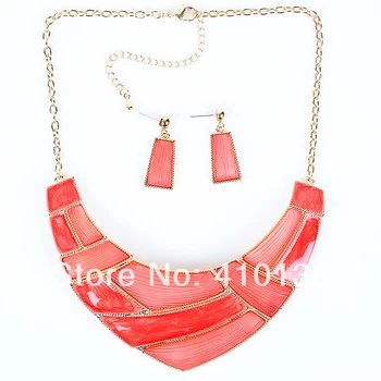 

MS17719 Fashion Brand Jewelry Sets Red Necklace Woman's Fashion Necklace Set High Quality Party Gifts Sring Colors