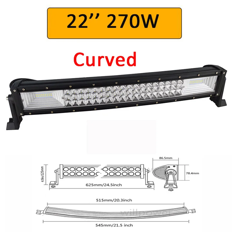 Auxtings 2" 32" 4" 52" дюймовый изогнутый СВЕТОДИОДНЫЙ светильник бар рабочий светильник 7D адвокатского сословия СИД 3 ряда 4x4 грузовик ATV, устанавливаемый на крыше автомобиля для бездорожья Led дальнего света ЕС( в России