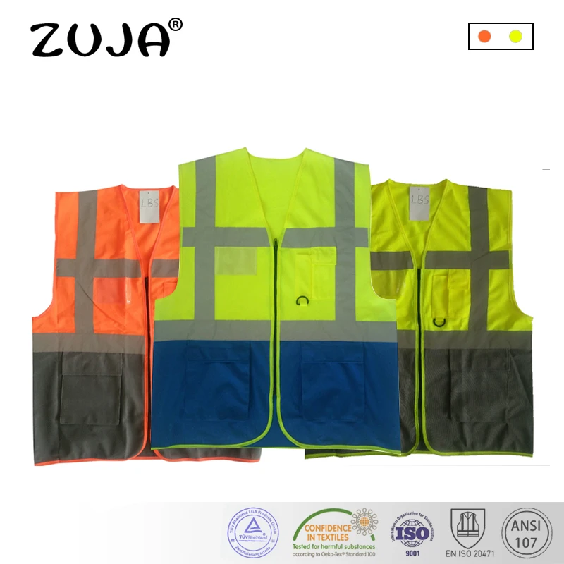 

reflective/safety/traffic hi-vis knitted workwear/vest with zipper and D-ring