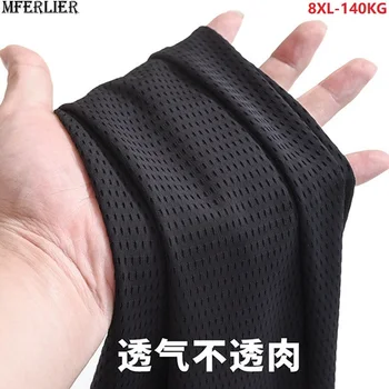 

summer men sports hole Shorts Ice silk high street shorts plus size 6XL 7XL 8XL fashion Breathable loose shorts elasticity black