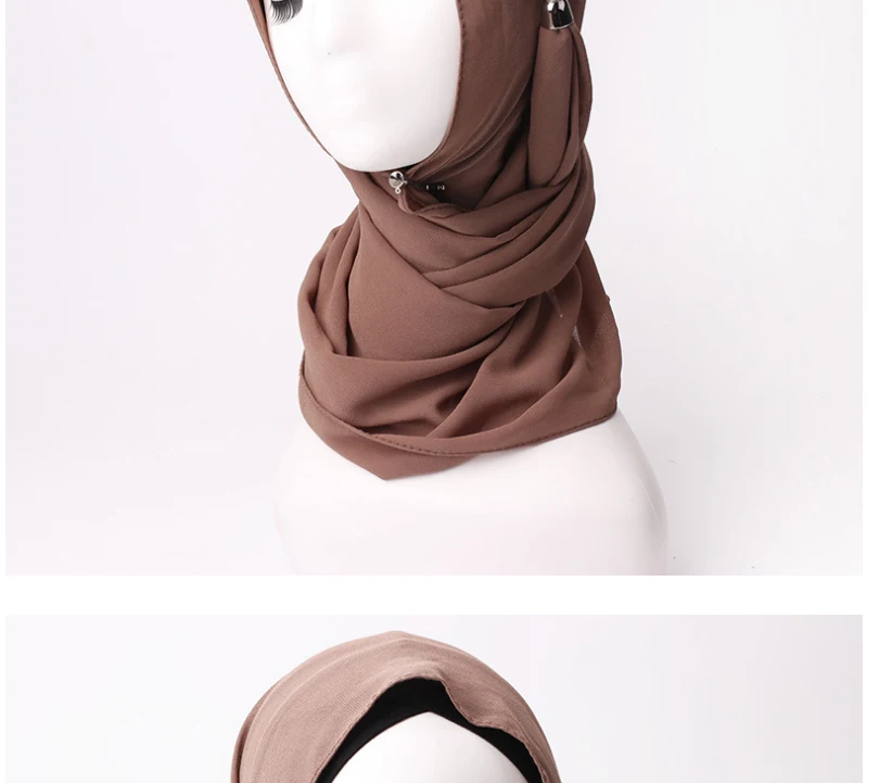 RUNMEIFA жемчуг шифоновый шарф мусульманские женщины сплошной хиджаб с сплавом Подвески Ювелирные ожерелья Шарфы Воротник Hijabs