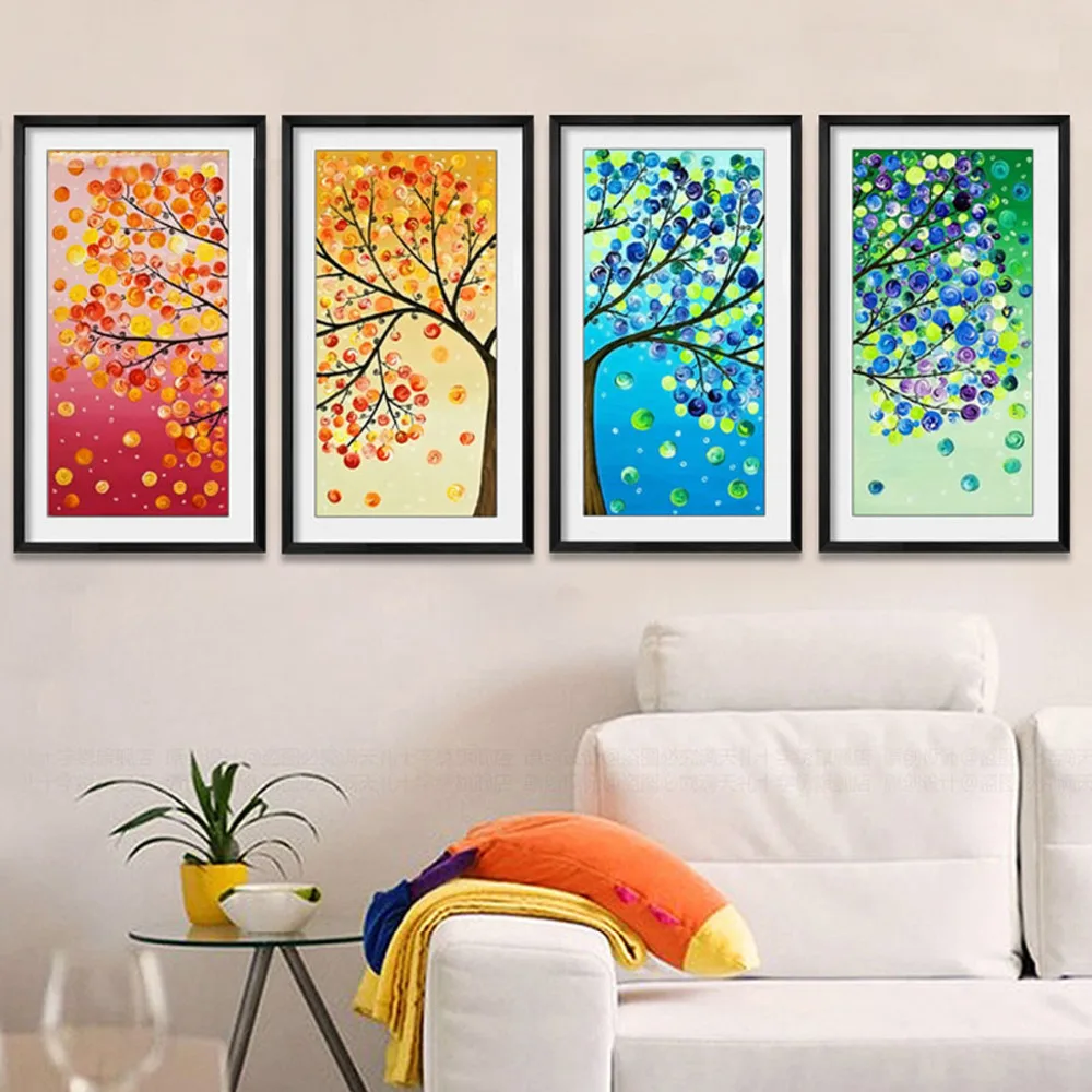 

Colorful Tree DIY Embroidery Counted Cross Stitch Kit Handmade Printing Needlework Home Decor Craft