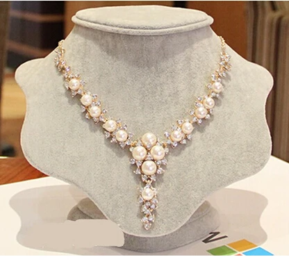 ZOSHI Bling Austria Crystal Rhinestone Simulated Pearl Beads Choker Necklaces Women Flower Pendant Necklace Collares Mujer