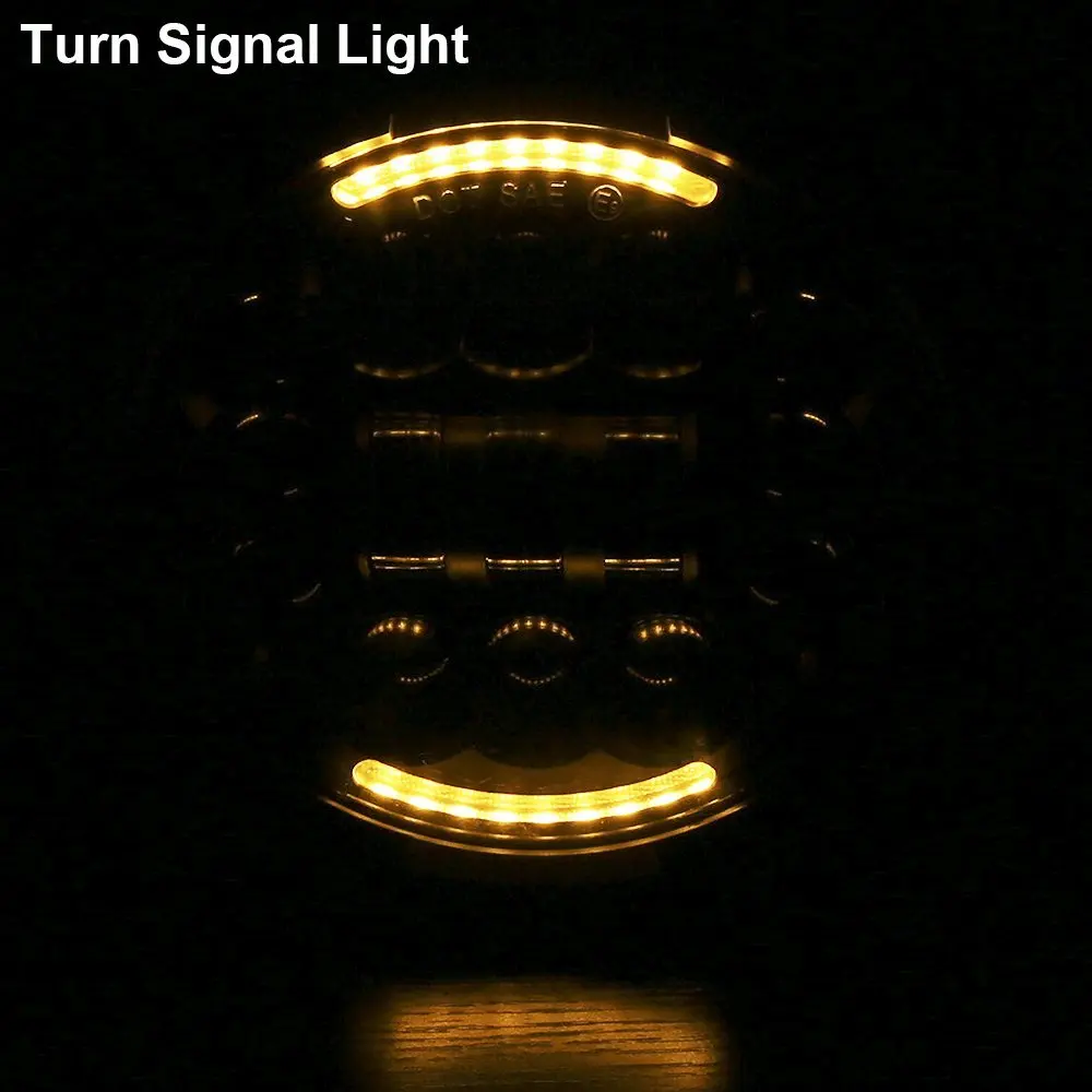 1 шт. 90 Вт 7 дюймов светодиодный фары DOT Approved " Белый DRL Янтарная Поворотная сигнальная фара для мотоцикла, автомобиля, внедорожника, 4X4