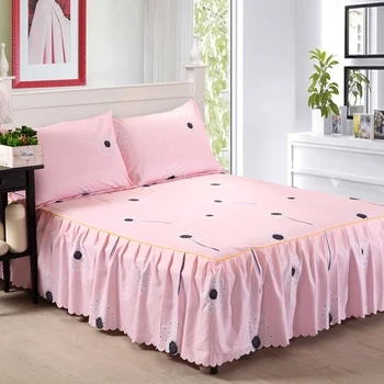 

3Pcs Bed Sheet Set Bed skirt King Bedding set for 1.5 1.8 2.0 Bed,Contain 1Bed Skirt 2Pillowcase 5