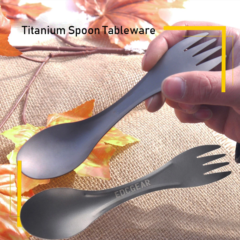 

EDC Outdoor Camping Portable Picnic titanium Spoon Tableware titanium alloy Fork Ultralight pure titanium Spork