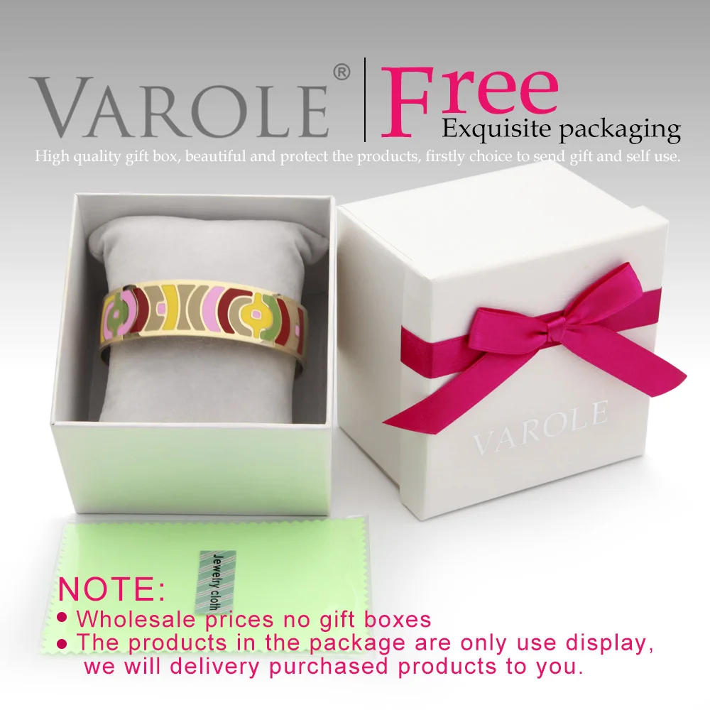 VAROLE 18 мм шириной 3 узора индивидуальность цвет эмаль манжеты браслеты и браслеты для женщин Шарм Браслет вечерние модный подарок для ювелирных изделий