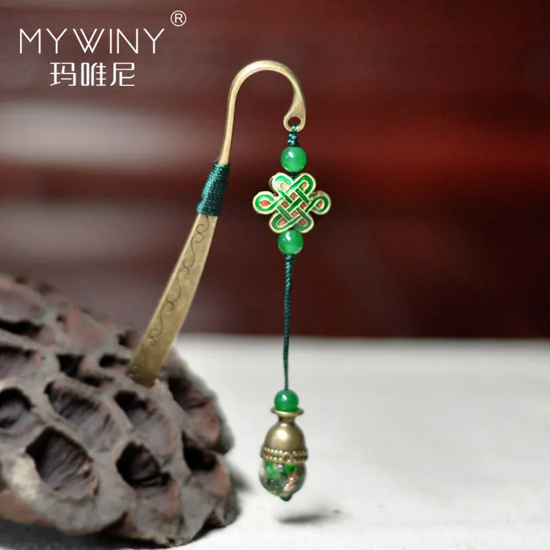 Украшения для волос Green Cloisonne китайские узлы этнические аксессуары бронзовая