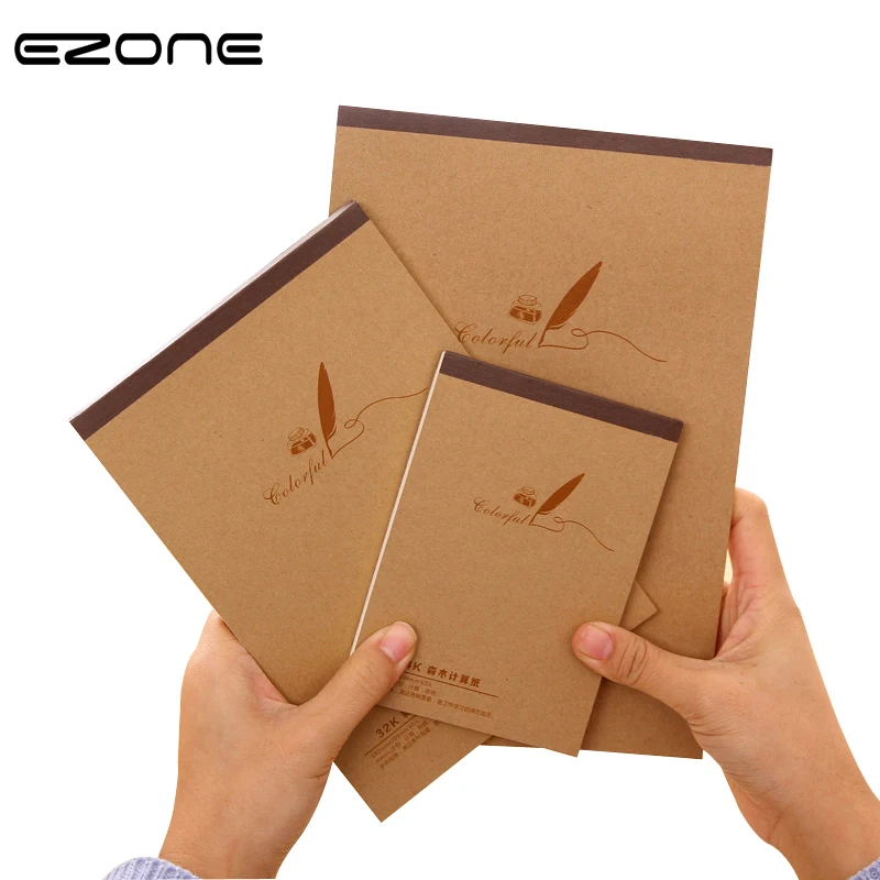 

EZONE 120 Pages Sketchbook Blank Page Kraft Covered Notebook For Students Drawing Sketchbook Art School Office Stationery Supply