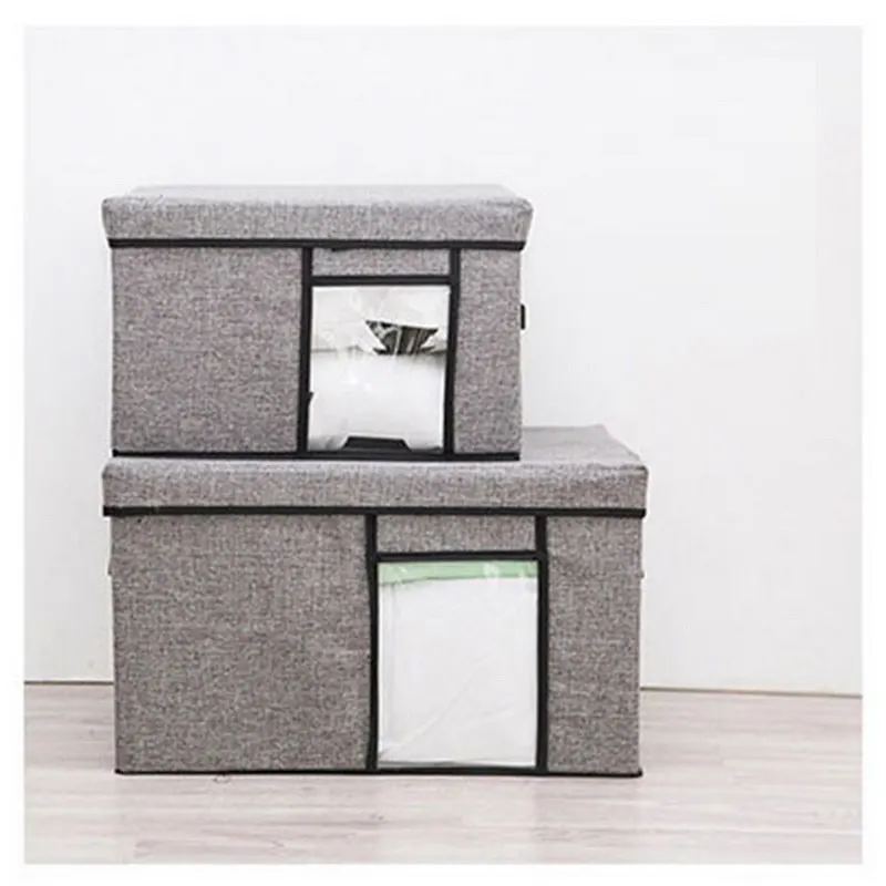 

Dozzlor Window Cotton Linen Storage Boxes Large Household Clothes Sundries Storage Box Folding Portable Container Wardrobe Home