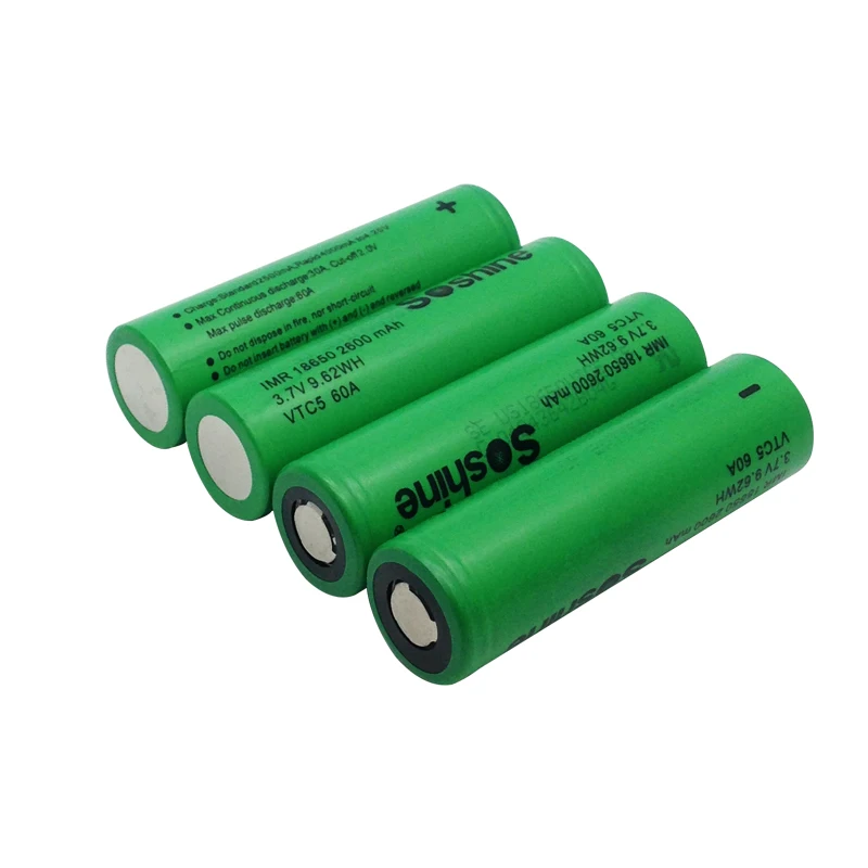 original Soshine 18650 VTC5 2600mAh rechargeable battery 18650 VTC5 3.7V Li-ion battery maximum discharge current 30A for E-Ci original Soshine 18650 VTC5 2600mAh rechargeable battery 18650 VTC5 3.7V Li-ion battery maximum discharge current 30A for E-Ci