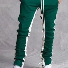 Повседневные мужские брюки, бренд tide, европейский и американский стиль, звезды, с боковой молнией, тонкие, красные и черные полосы, эластичная резинка на талии, спортивные