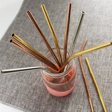 500 шт 304 Нержавеющая сталь прямой согнутой питьевой соломы для молоко чай кофе магазин вечерние поставки wen6511