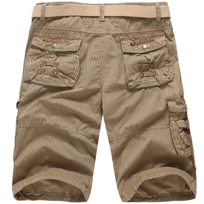Лето в полоску короткие Для мужчин повседневные брюки-карго по колено плавки Для мужчин пять брюки мода мешковатые шорты плюс размер 38