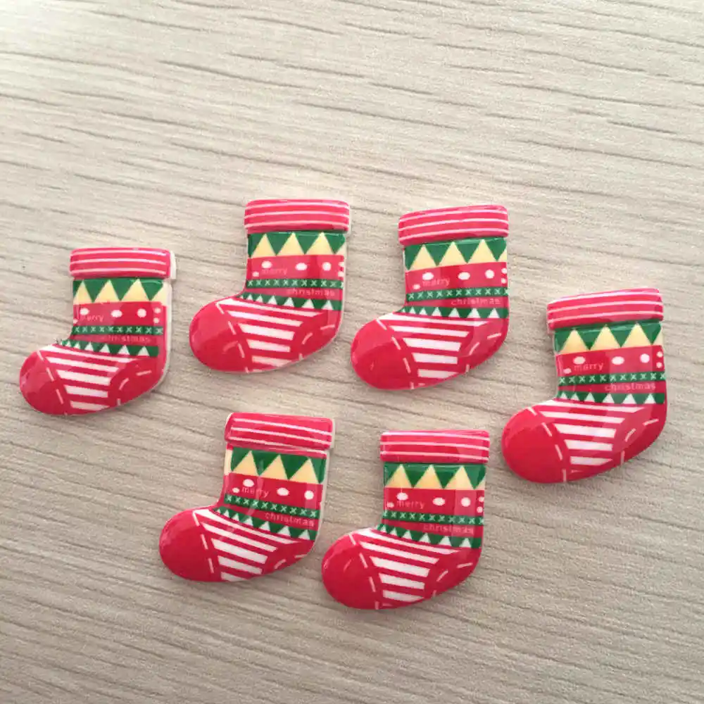 

20pcs 20*18mm Christmas Socks Stocking Flatbacks Cabochons Xmas Resin Crafts Embellishments Scrapbooking Cardmaking -B659