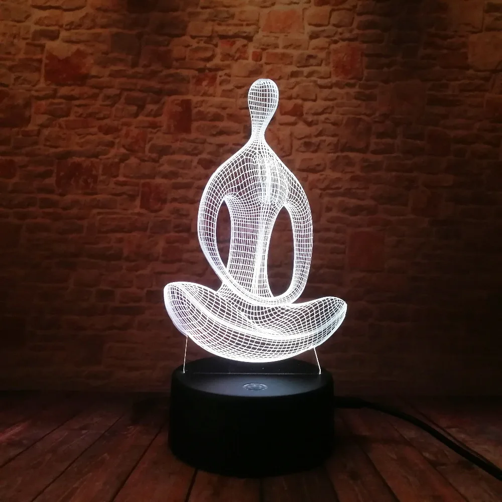 3D 7 цветов, светодиодный акриловый ночной Светильник для йоги, для медитации, для спальни, иллюзия, лампа для гостиной, прикроватный декор, Рождественский подарок на год