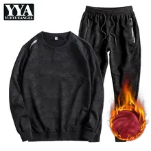 Мужские зимние Подкладка из флиса толстый теплый спортивный костюм плюс Размеры 8XL Повседневное человек костюм камуфляж 2 шт. свитер с длинными рукавами набор для бега