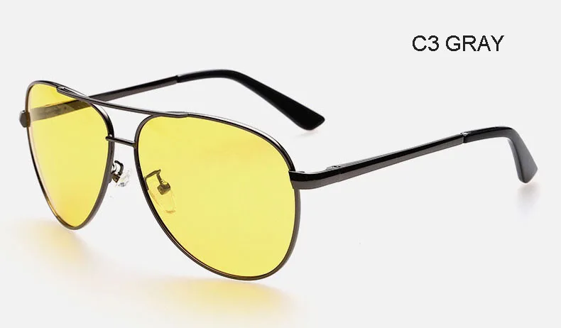 Модные поляризованные желтые солнцезащитные очки ночного видения для вождения, мужские очки для вождения автомобиля, антибликовые оправа из сплава, очки - Цвет оправы: Серый
