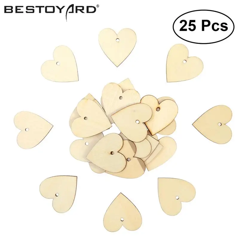 25 шт 40 мм деревянные украшения в форме сердца Маленькие компактные украшения для рукоделия