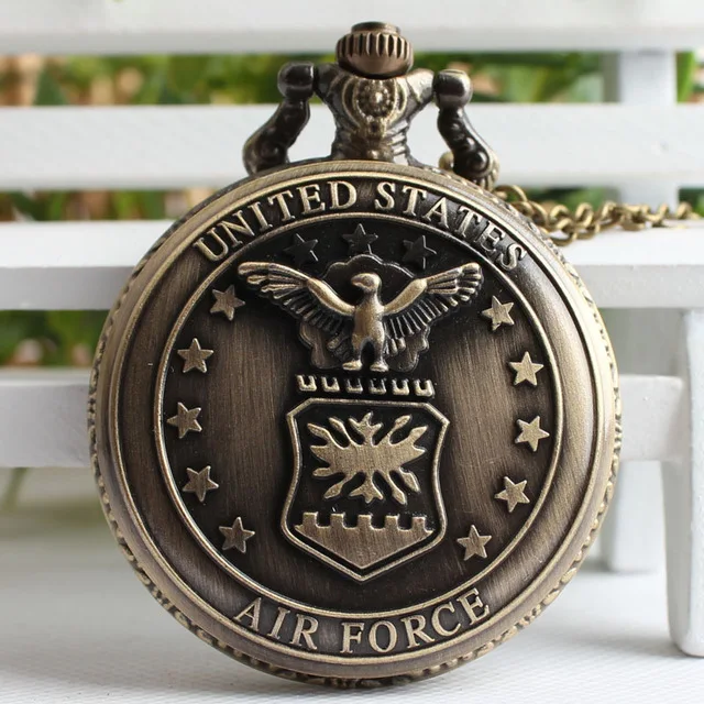 Модные Винтаж ожерелье из бронзы кулон карманные часы США вырезка унисекс Fob часы для подарка