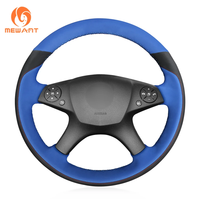 MEWANT Blue Synthetic Suede Car Steering Wheel Cover for Mercedes Benz W204 C-Class 2007-2010 C280 C230 C180 C260 C200 C300 | Автомобили и
