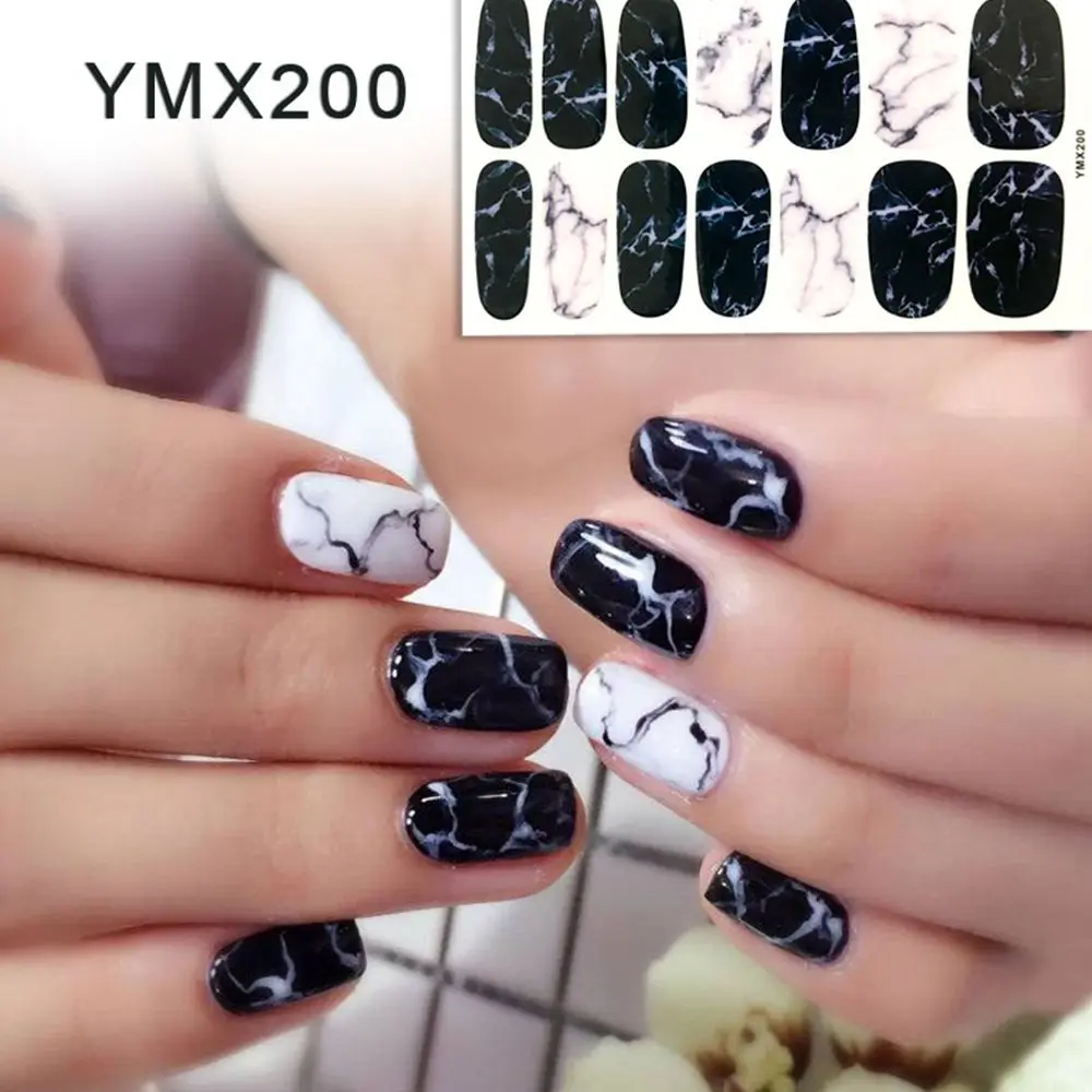 

1PCS White Black Gradient Marble Nail Art Sticker Flower Leaf Slider Water Transfer decal Nail Accessories Sticker Nail Art