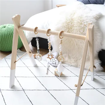 

3Pcs/Set Silicone Beads Rattle Crib Mobile Baby Toys Mobile On The Handmade Stroller Beech Wood Pentagram Accessories Let's Make