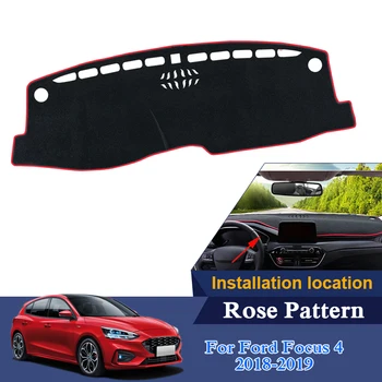

Car Styling Dashboard Protective Mat Shade Cushion Photophobism Rose Pattern Carpet For Ford Focus 4 2018 2019 LHD Internal Mats
