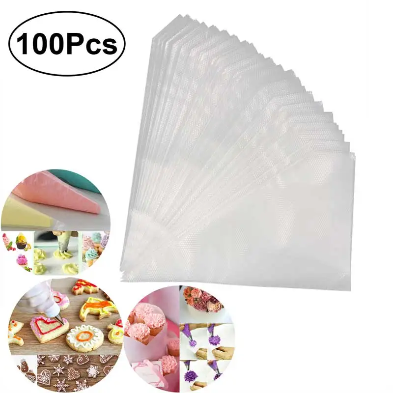100Pcs Disposable Plastic Pastry Bags DIY Fondant Cake Cream Cookies