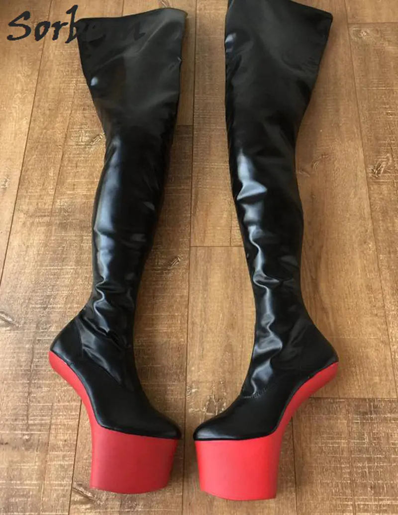 Señora Larga De Mujeres Tacones Rojo Bota Botas Zapatos Muslo La Del Sorbern Alta Tamaño Entrepierna Sin Color Casco Extrema Luz custom Mate Roja Negro Plus Negro Tacón fgdnEq