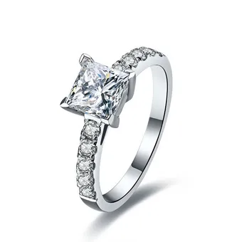 

1Ct Awesome Princess Cut Stunning SONA Synthetic Diamonds Ring for Women Wedding Engagement Bridal 925 Silver Rings Nice Jewelry