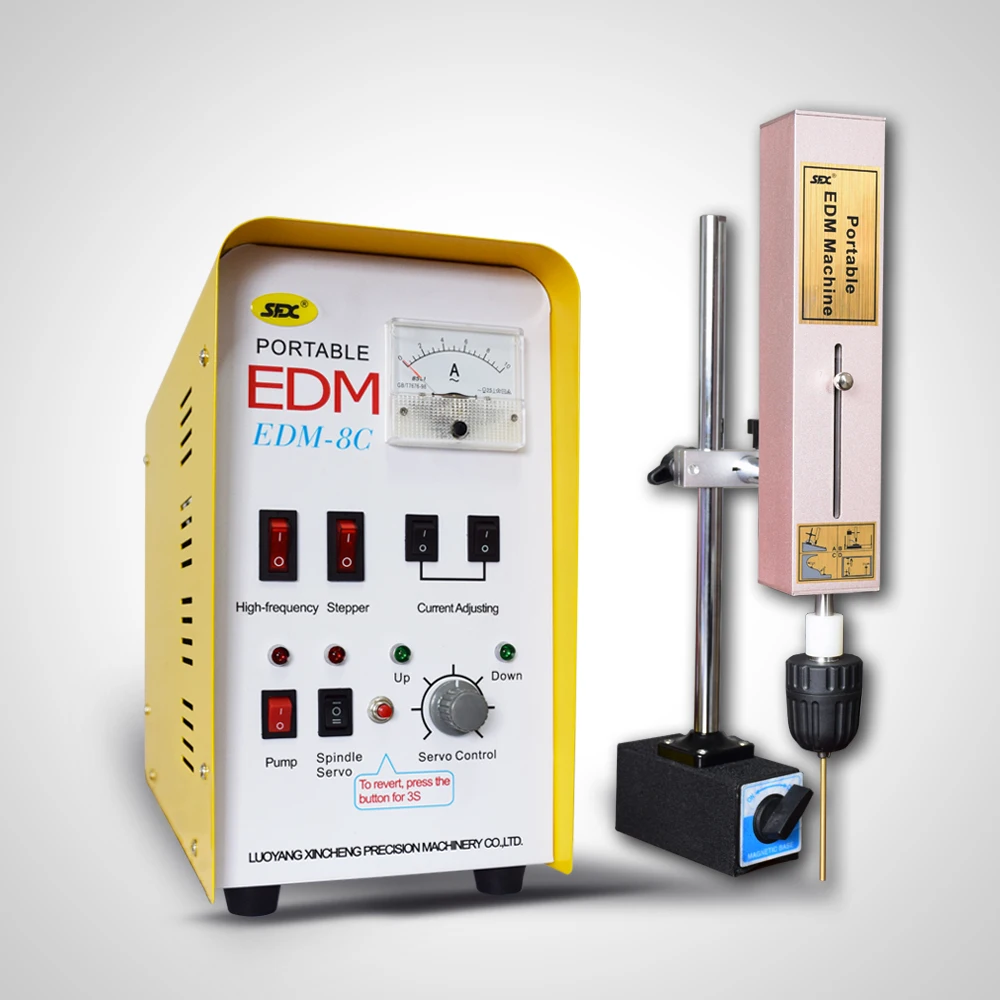 

EDM-8C portable EDM machine metal disintegrator drilling or removing broken screw taps/bolts up-side down or horizontally