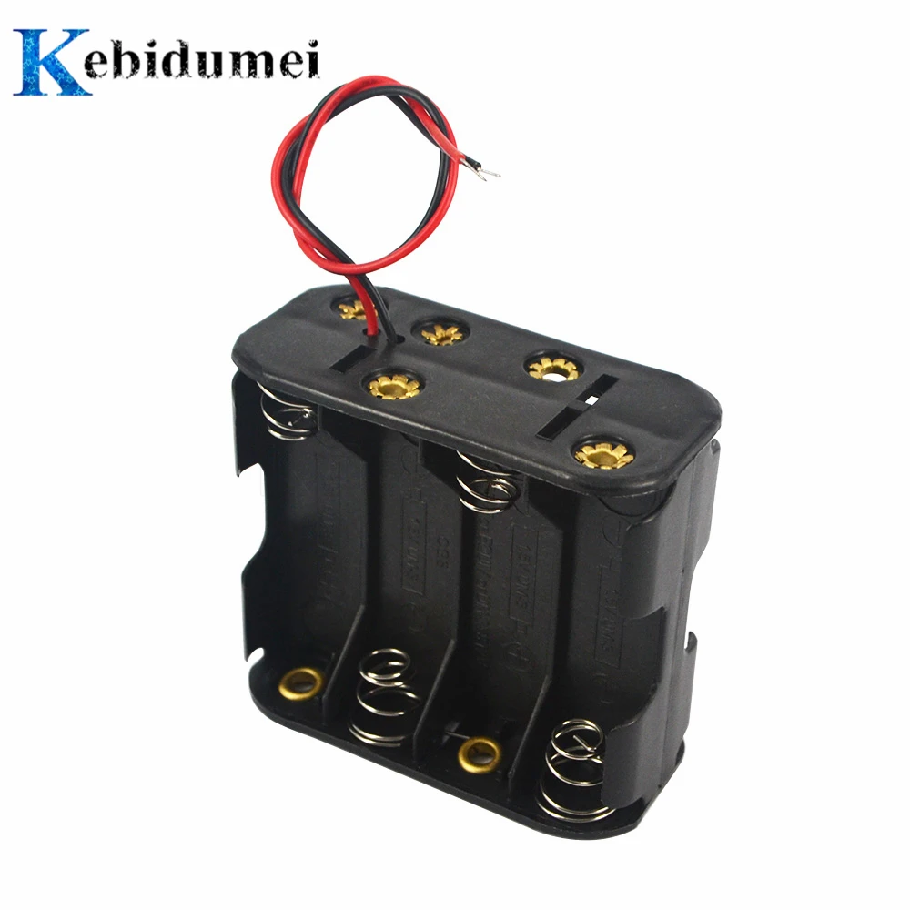 

kebidumei NEW 12 Volt 12V Battery Clip Slot Storage Holder Box Case 8 AA Batteries Stack 6 Leads Wire