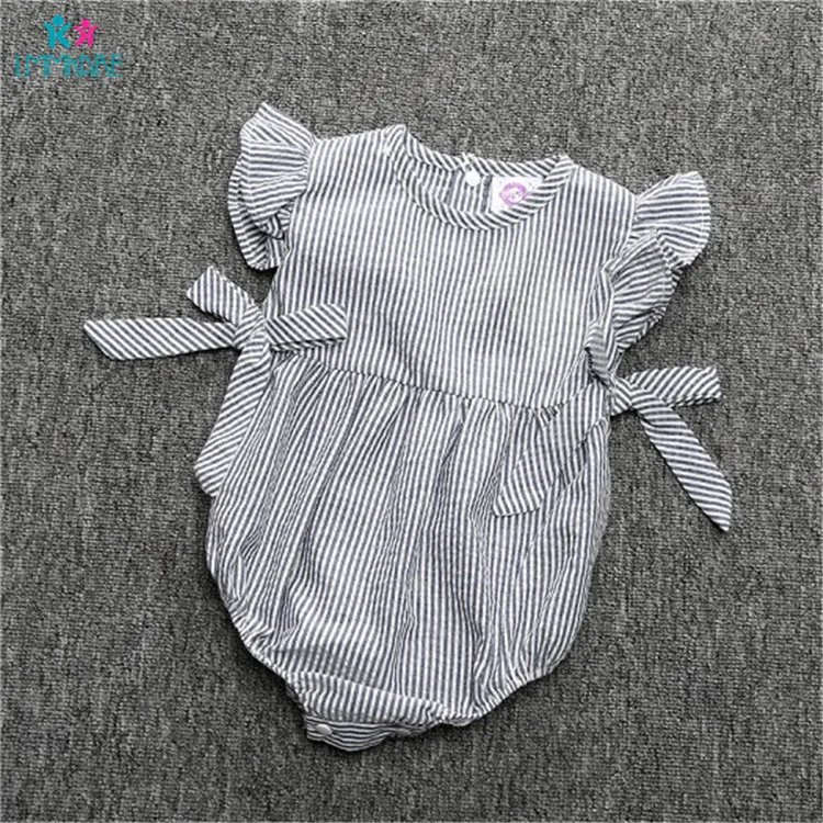 Детское боди, хлопковый милый полосатый комбинезон без рукавов с круглым вырезом и треугольным вырезом для новорожденных, мягкая дышащая одежда для маленьких девочек