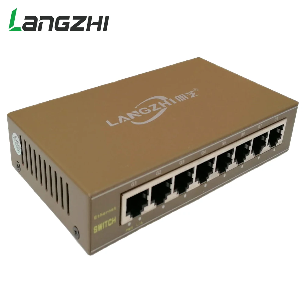 Langzhi сети гигабитный коммутатор 8*10/100/1000 Мбит/с RJ45 Порты и разъёмы 10 Гбит/с сетевой коммутатор 1000 Мбит/с LACP сети Ethernet Gigabit