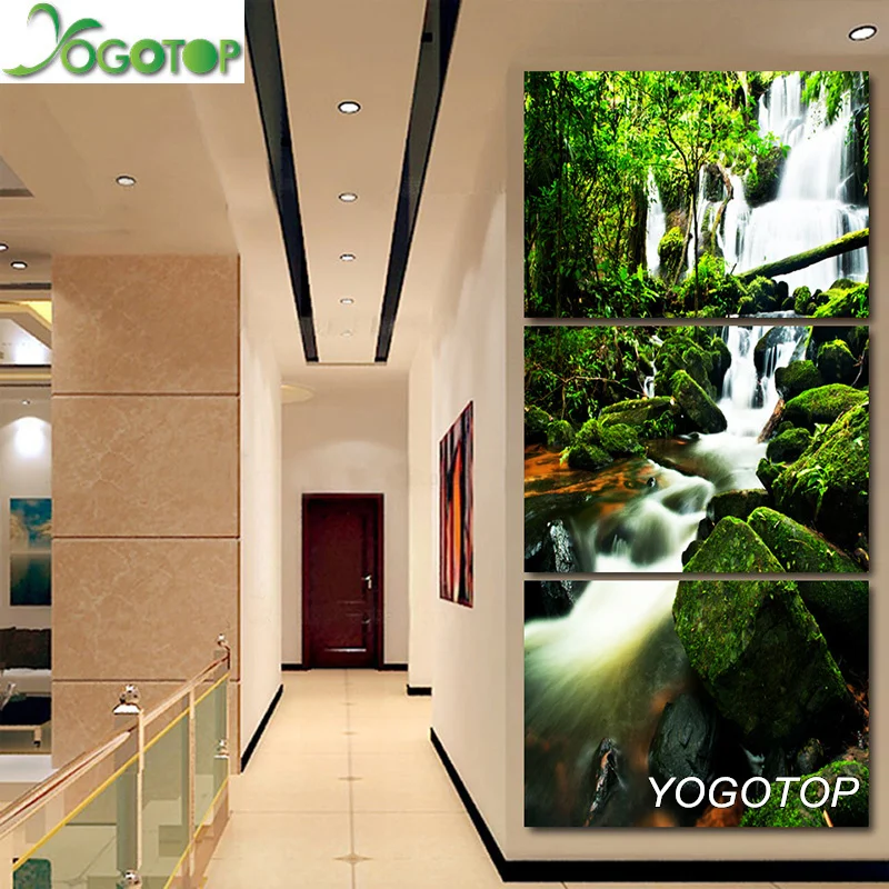 

YOGOTOP DIY Diamond Painting Cross Stitch Kits Full Diamond Embroidery 5D Diamond Mosaic Home Decor waterfall scenery 3pcs ML402