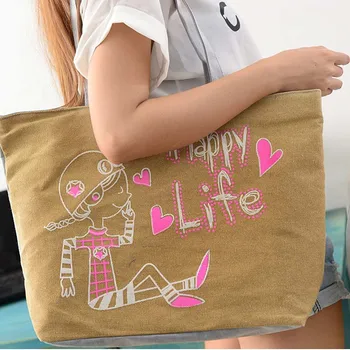 

Hot Selling Lovely Rabbit Canvas Handbag Preppy School Bag for Girls Women's Handbags Cute Bags -B5
