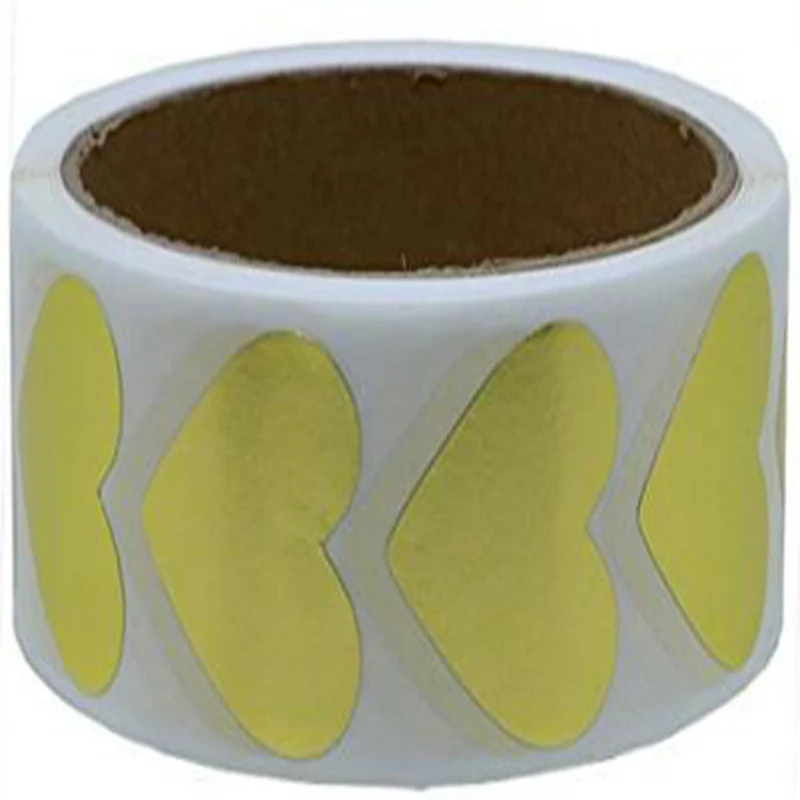 

Wootile Gold Labels 30mm Love Heart Natural Paper Stickers Adhesive Label 500 Per Roll easy apply and removable heart sticker