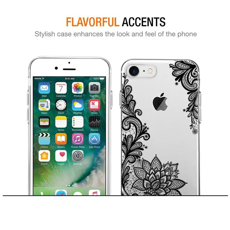 Роскошный силиконовый чехол для телефона iPhone 8 7 6 6s Plus 5s чехлы с 3D кружевом