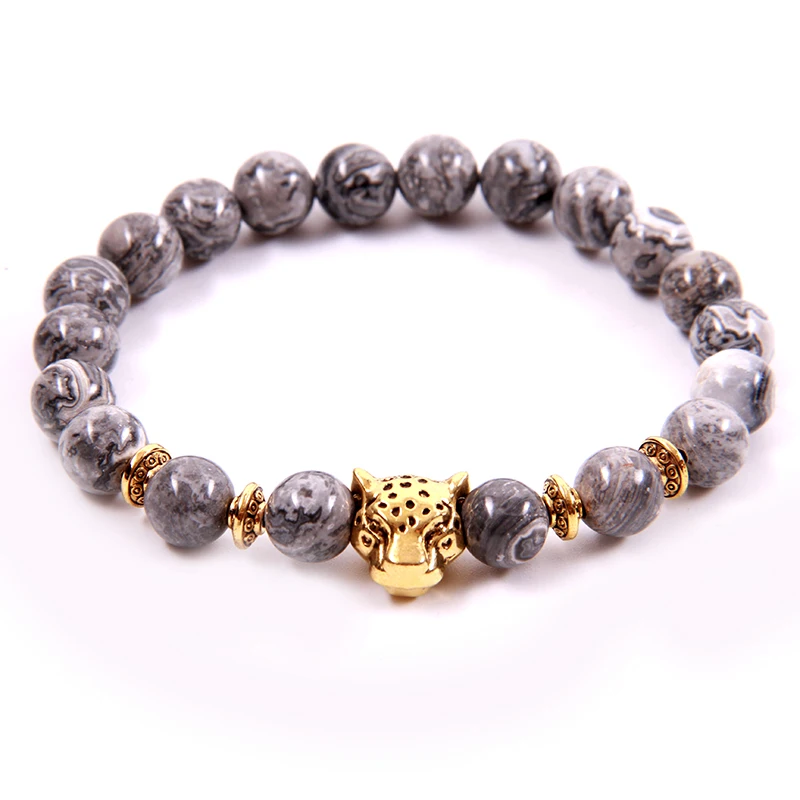 8 мм браслет с изображением карты из камня для женщин браслеты Pulseira Masculina мужские
