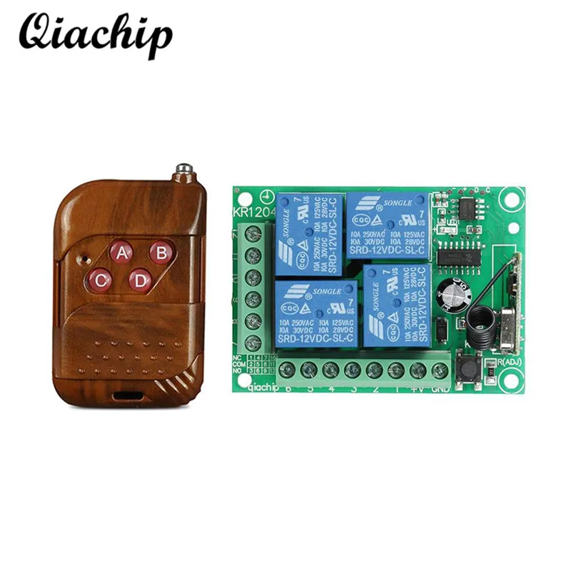 

433 Mhz Transmitter Remote Control Diy Kit + Wireless 433Mhz DC 12V 4 CH Remote Control Switch RF Relay Receiver Module Z50