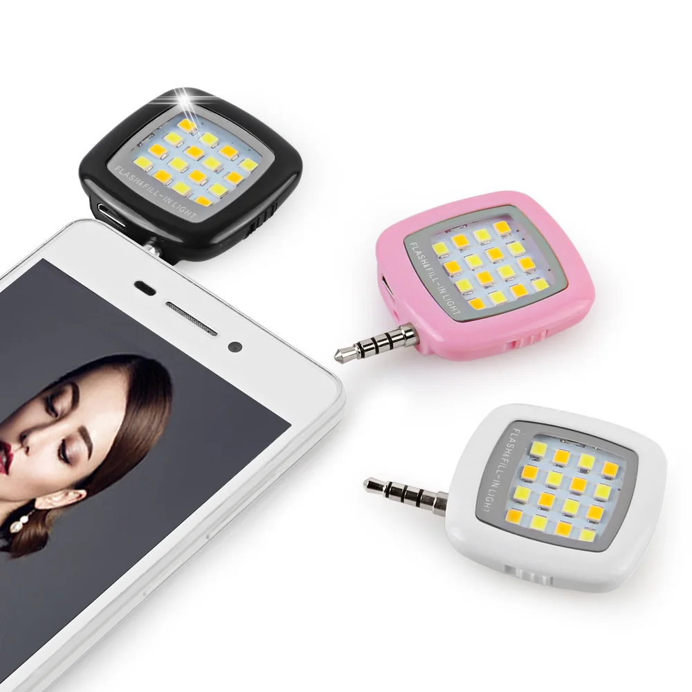

LED Selfie Flash Lamp Rechargeable Flash Fill-in Light 3.5mm Jack Plug Selfie Light LED Night Using Pocket Spotlight