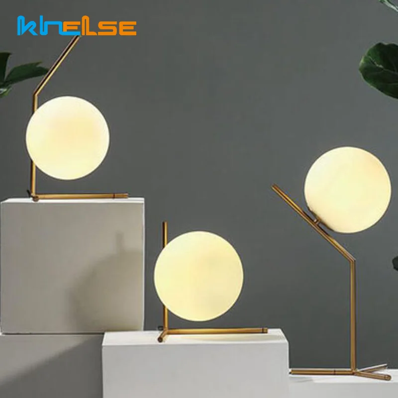 

Modern LED Table Lamp Bedroom Desk Lamp Glass Ball Table Lamp Polished Chrome Gold Nordic Desk Light Living Room Floor Bedside