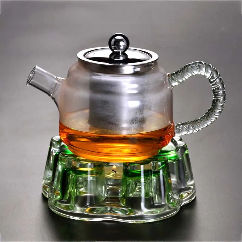 Креативная однотонная термостойкая стеклянная черная чайная нагревательная база свеча теплая кофейная плита чайная церемония аксессуары держатель чайного горшка