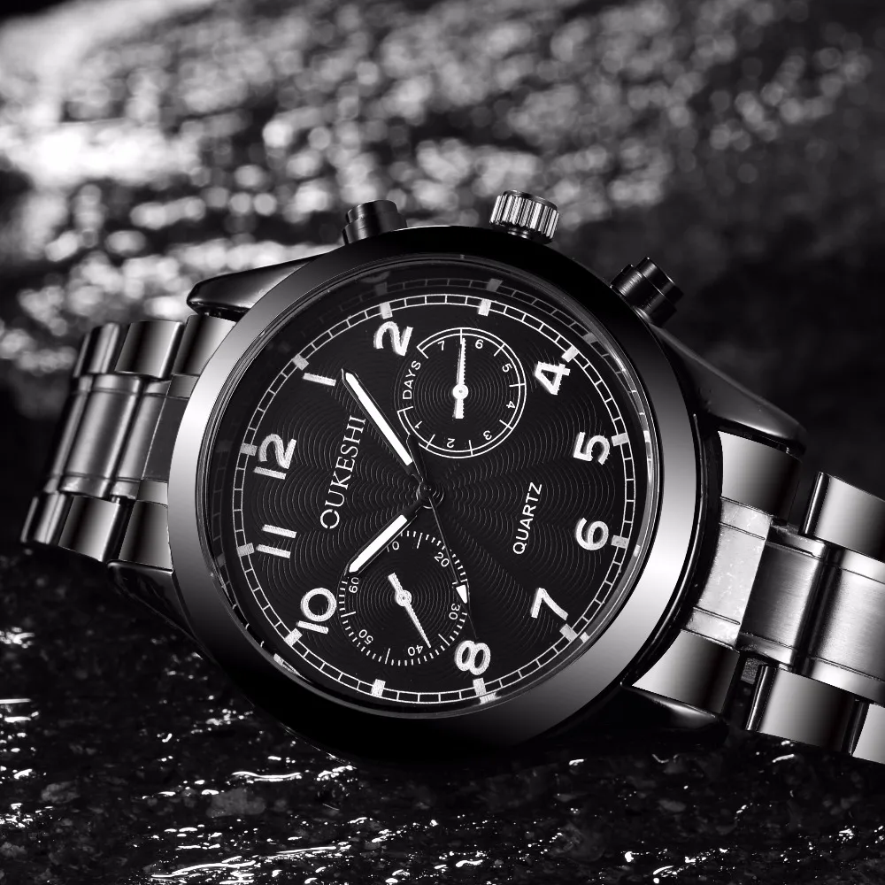 OUKESHI 2017 High Quality Fashion font b Watch b font font b Men b font Black