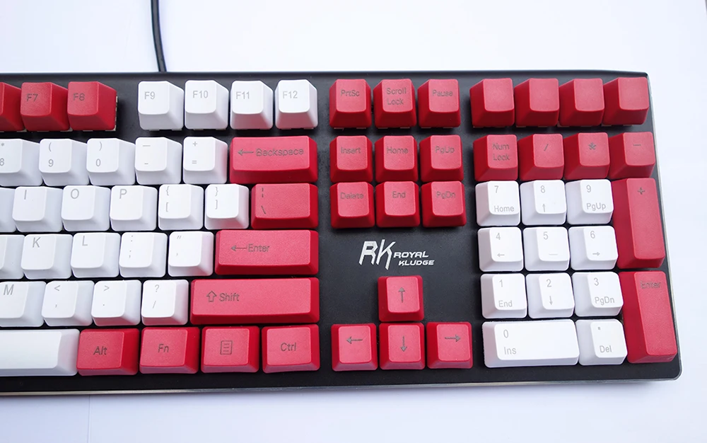 メカニカルキーボード用のoempbtキーキャップ,白と赤の混合ansi