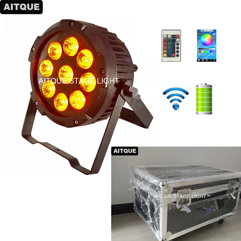  8pcs/CASE Architectural light akku led par 9x12w rgbwa uv waterproof led battery par smartphone led